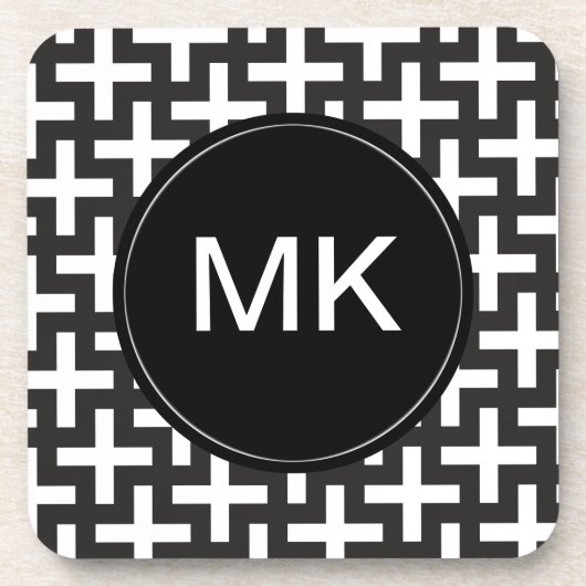 白黒の幾何学的 コースター (正面)