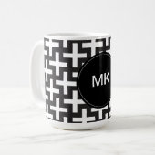 白黒の幾何学的 コーヒーマグカップ (正面左)