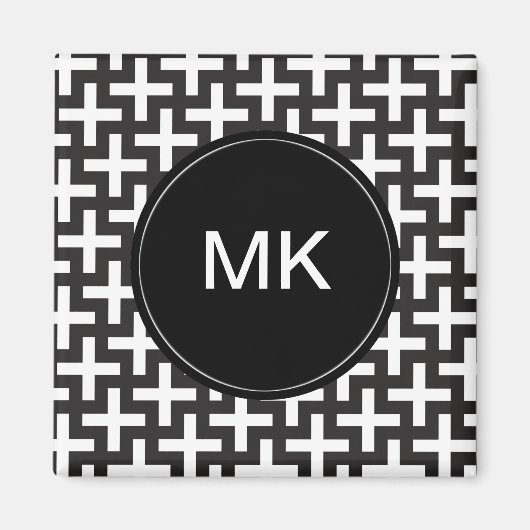 白黒の幾何学的 マグネット (正面)