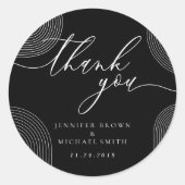 白黒の幾何学線ブランディングありがとう ラウンドシール (正面)