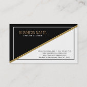 白黒の幾何形状金ゴールドストライプ 名刺 (裏面)