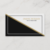 白黒の幾何形状金ゴールドストライプ 名刺 (正面)