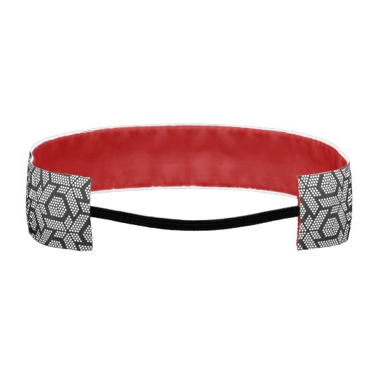 白黒の幾何模様点々のあるヨガマット アスレチックヘッドバンド (裏面)