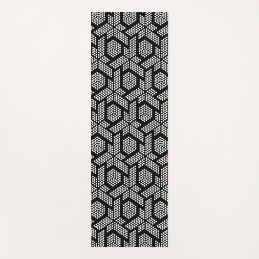 白黒の幾何点々のあるパターン ヨガマット (正面)