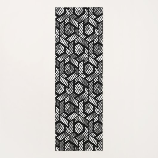 白黒の幾何点々のあるパターン ヨガマット (裏面)