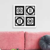 白黒の幾何等号パターン キャンバスプリント (インサイチュ (リビング))