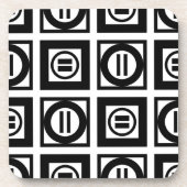 白黒の幾何等号パターン コースター (正面)