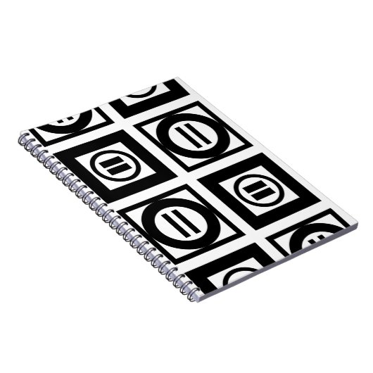 白黒の幾何等号パターン ノートブック (右側)