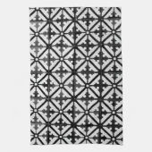 白黒の床タイルパターン キッチンタオル (縦)