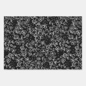 白黒の庭にミツバチ ラッピングペーパーシート (正面)