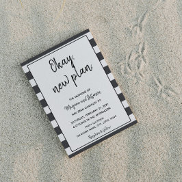 白黒の延期結婚はがき ポストカード