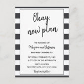 白黒の延期結婚はがき ポストカード (正面)