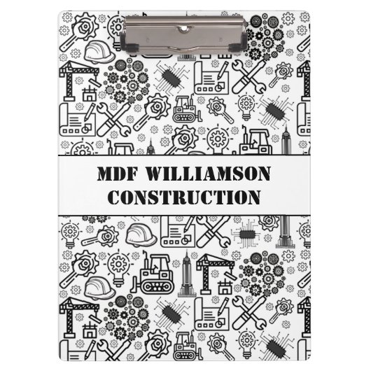白黒の建築設計図エンジニア クリップボード (正面)