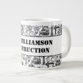 白黒の建築設計図エンジニア ジャンボコーヒーマグカップ (正面右)