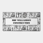 白黒の建築設計図エンジニア デスクマット (正面)