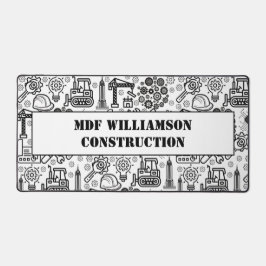 白黒の建築設計図エンジニア デスクマット