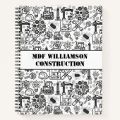 白黒の建築設計図エンジニア ノートブック (正面)