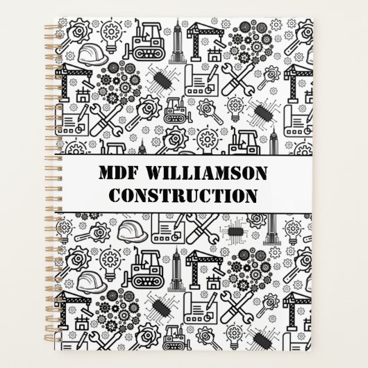 白黒の建築設計図エンジニア プランナー手帳 (正面)