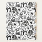 白黒の建築設計図エンジニア プランナー手帳 (裏面)