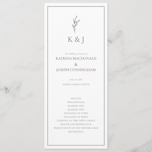 白黒の式結婚ミニマリストエレガント プログラム (正面)