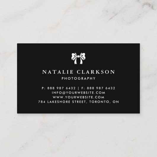 白黒の弓ミニマかわいらしリスト 名刺 (裏面)