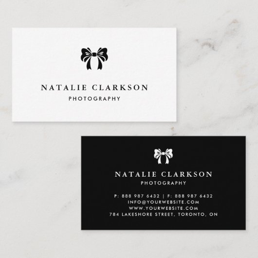 白黒の弓ミニマかわいらしリスト 名刺 (正面/裏面)