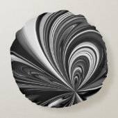 白黒の弓抽象芸術円枕 ラウンドクッション (裏面)