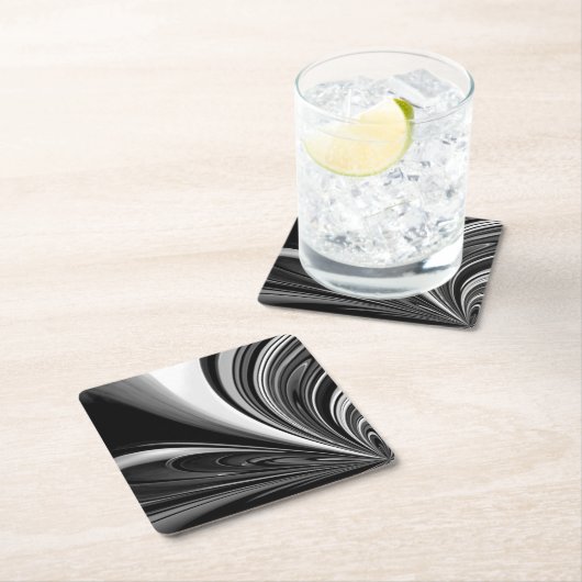 白黒の弓抽象芸術 スクエアペーパーコースター (インサイチュ)