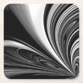 白黒の弓抽象芸術 スクエアペーパーコースター (正面)