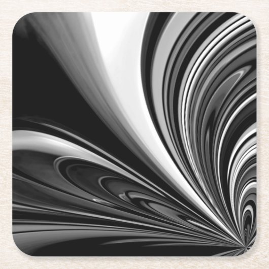 白黒の弓抽象芸術 スクエアペーパーコースター (正面)