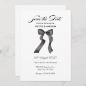 白黒の弓結婚の セーブザデート (正面/裏面)