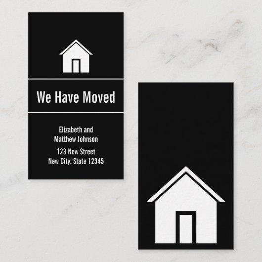 白黒の引っ越しアナウンスアドレスの挿入 エンクロージャーカード (正面/裏面)