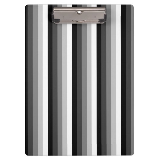 白黒の影のストライプ クリップボード (正面)