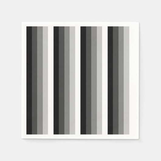 白黒の影のストライプ スタンダードカクテルナプキン (正面)