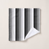 白黒の影のストライプ バスタオルセット (ウォッシュタオル)