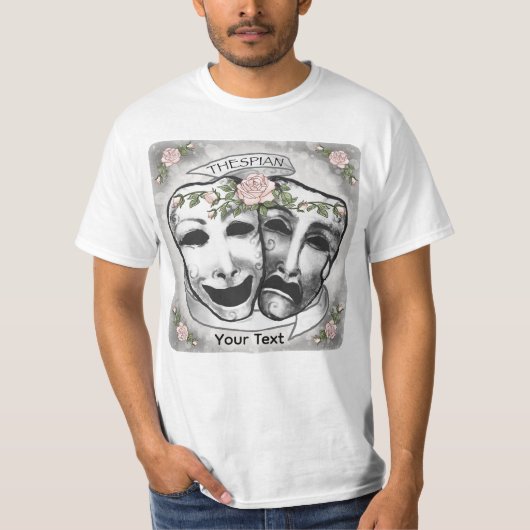 白黒の役者マスク Tシャツ (正面)