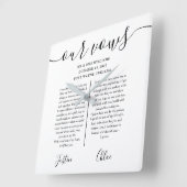 白黒の彼と彼女の結婚誓い スクエア壁時計 (傾斜)