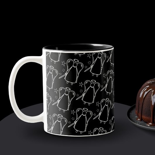 白黒の復讐エンジェルパターンマグ ツートーンマグカップ