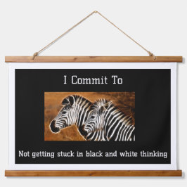 白黒の思考シマウマに詰まる 吊り下げ型タペストリー