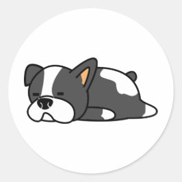 白黒の怠け者の眠る犬 ラウンドシール