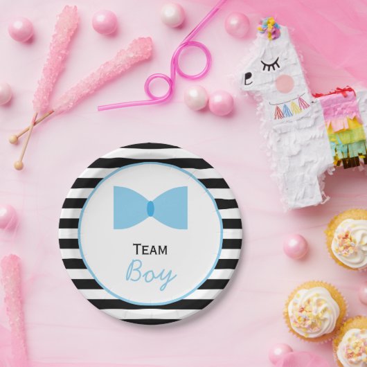 白黒の性ストライプが蝶ネクタイを明かす ペーパープレート (パーティー)