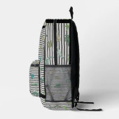 白黒の恐竜の緑ストライプ プリントバックパック (右)