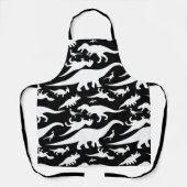 白黒の恐竜パターン エプロン (正面)