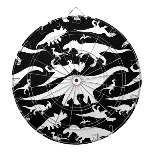 白黒の恐竜パターン ダーツボード (正面)