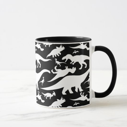白黒の恐竜パターン マグカップ (右)
