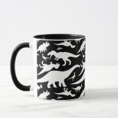 白黒の恐竜パターン マグカップ (左)