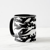 白黒の恐竜パターン マグカップ (正面左)