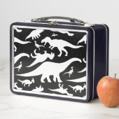 白黒の恐竜パターン メタルランチボックス (インサイチュ)