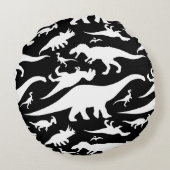 白黒の恐竜パターン ラウンドクッション (裏面)