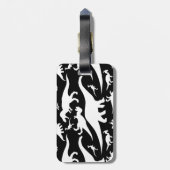 白黒の恐竜パターン ラゲッジタグ (裏面縦)